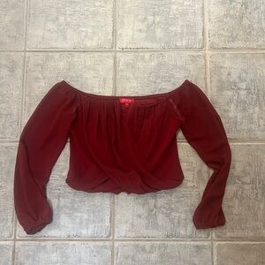 GUESS Los Angeles Burgundy Off-Shoulder Crop Top – Size L